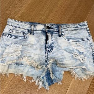 Ripped jean shorts